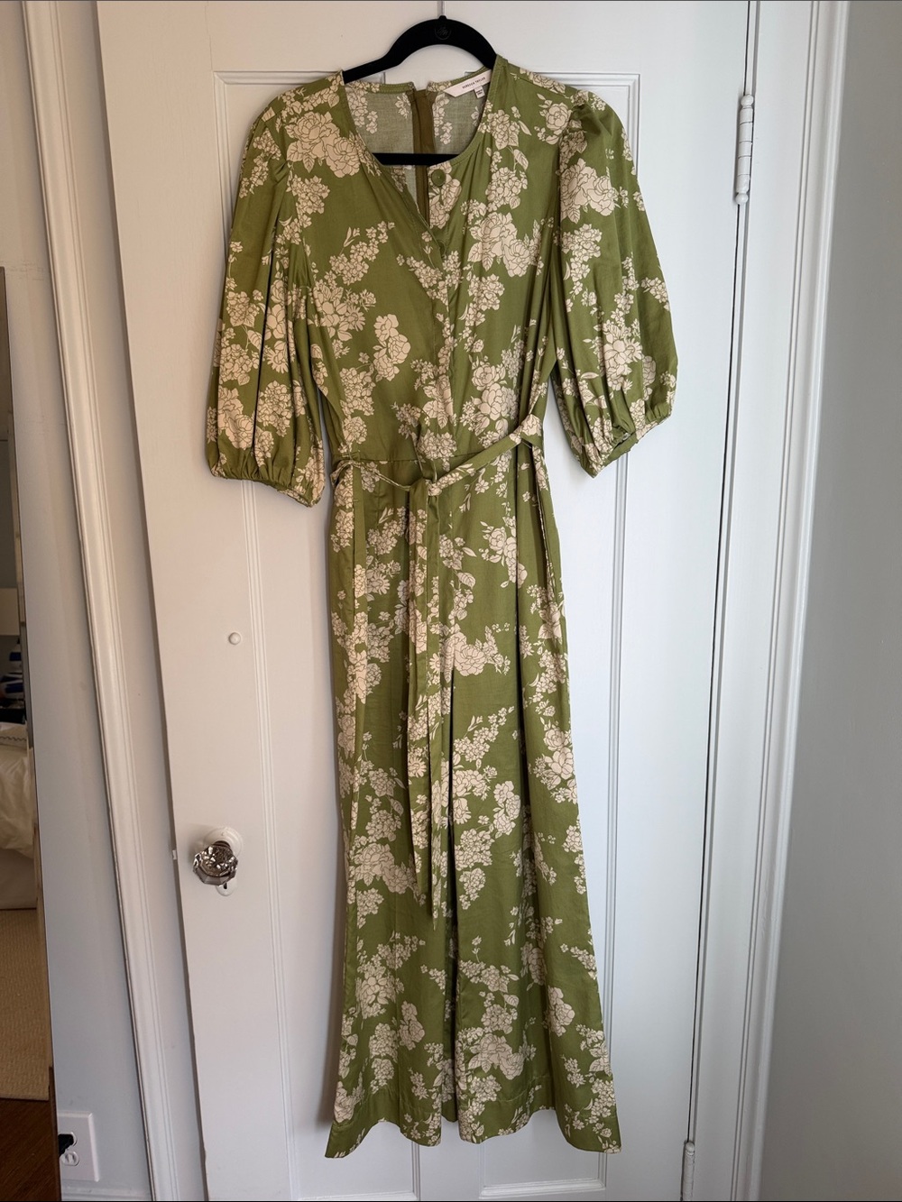 Rebecca Taylor Olive Green Floral Wrap Jumpsuit